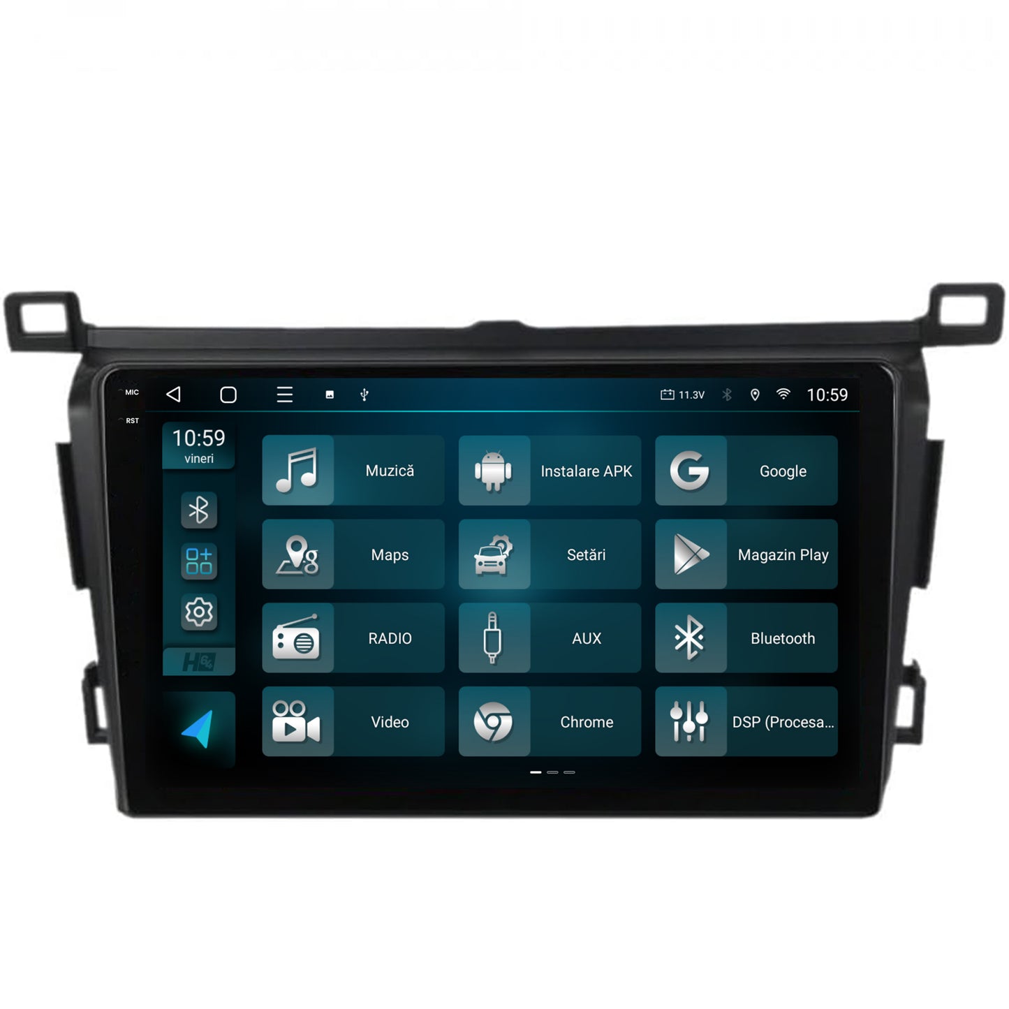 Navigatie 2K HUB64 Toyota RAV4 (2013-2018), 4GB RAM, Android, Octacore, Slot Sim 4G, DSP, GPS, Wi-FI, Carplay, Android Auto, USB, Bluetooth, Waze, Touchscreen, 9.5 Inch