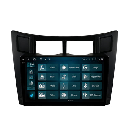 Navigatie 2K HUB64 Toyota Yaris (2005-2012), 4GB RAM, Android, Octacore, Slot Sim 4G, DSP, GPS, Wi-FI, Carplay, Android Auto, USB, Bluetooth, Waze, Touchscreen, 9.5 Inch