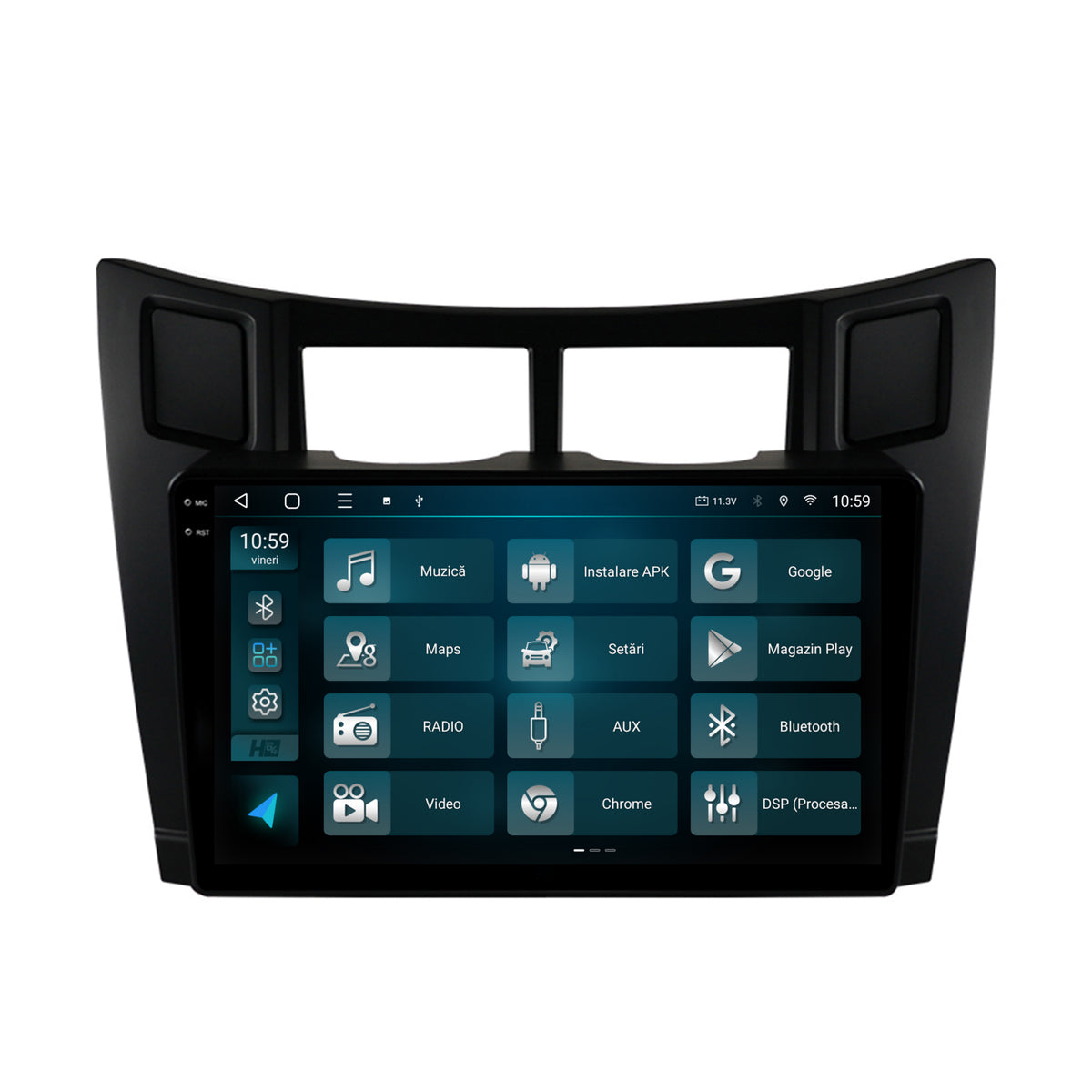 Navigatie 2K HUB64 Toyota Yaris (2005-2012), 8GB RAM, Android, Octacore, Slot Sim 4G, DSP, GPS, Wi-FI, Carplay, Android Auto, USB, Bluetooth, Waze, Touchscreen, 9.5 Inch
