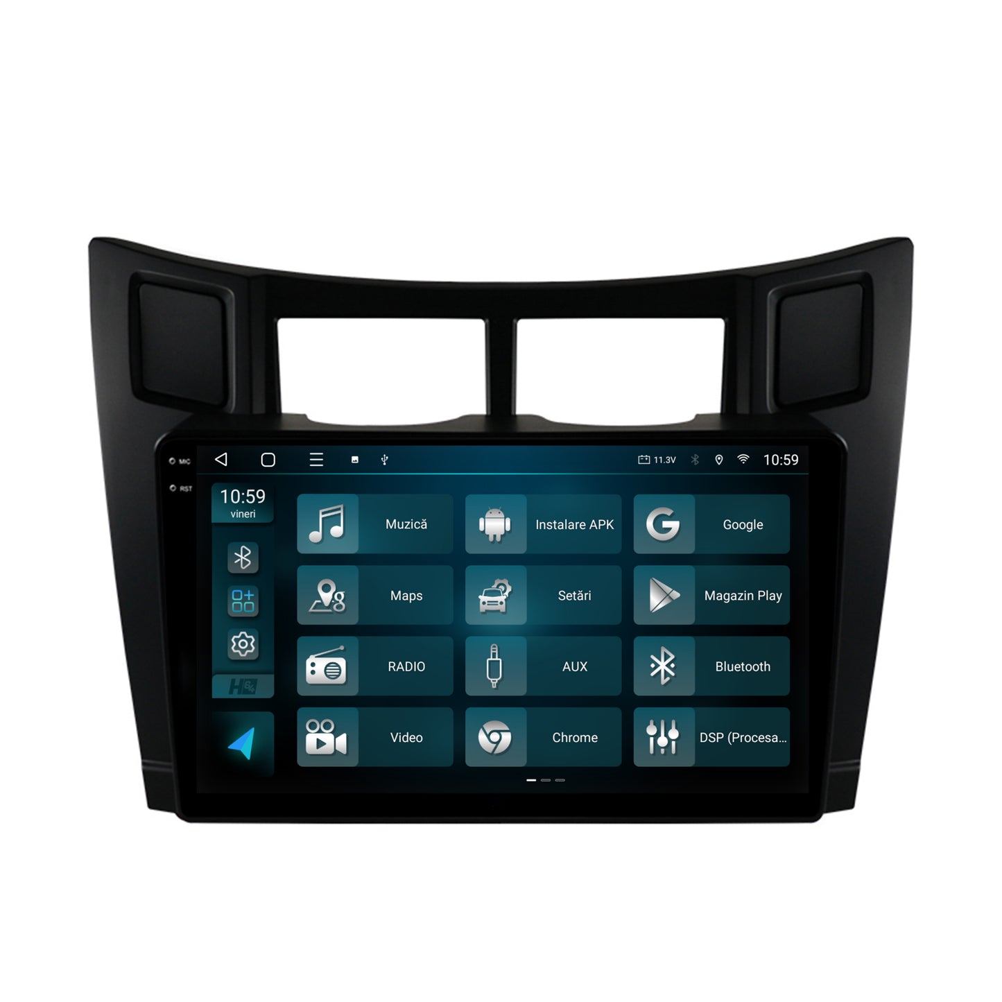 Navigatie 2K HUB64 Toyota Yaris (2005-2012), 8GB RAM, Android, Octacore, Slot Sim 4G, DSP, GPS, Wi-FI, Carplay, Android Auto, USB, Bluetooth, Waze, Touchscreen, 9.5 Inch