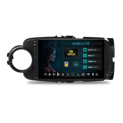 Navigatie 2K HUB64 Toyota Yaris (2010-2018), 4GB RAM, Android, Octacore, Slot Sim 4G, DSP, GPS, Wi-FI, Carplay, Android Auto, USB, Bluetooth, Waze, Touchscreen, 9.5 Inch