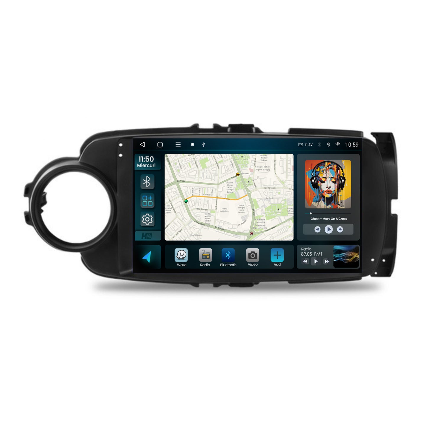 Navigatie 2K HUB64 Toyota Yaris (2010-2018), 8GB RAM, Android, Octacore, Slot Sim 4G, DSP, GPS, Wi-FI, Carplay, Android Auto, USB, Bluetooth, Waze, Touchscreen, 9.5 Inch
