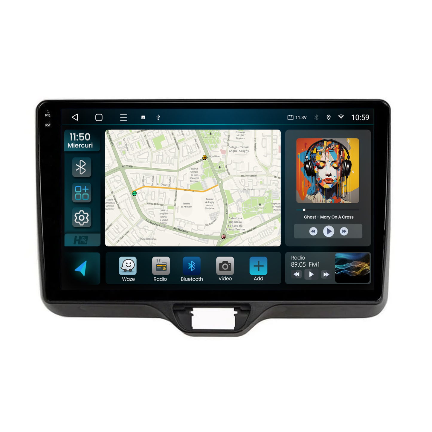 Navigatie 2K HUB64 Toyota Yaris (2020+), 8GB RAM, Android, Octacore, Slot Sim 4G, DSP, GPS, Wi-FI, Carplay, Android Auto, USB, Bluetooth, Waze, Touchscreen, 10.36 Inch
