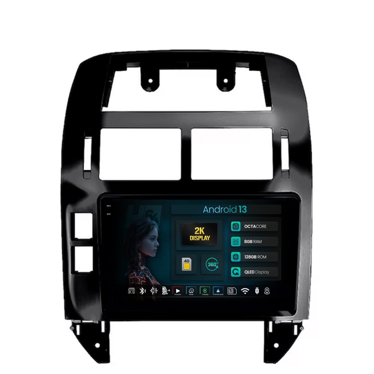 Navigatie 2K HUB64 Volkswagen Polo (2004-2011), 8GB RAM, Android, Octacore, Slot Sim 4G, DSP, GPS, Wi-FI, Carplay, Android Auto, USB, Bluetooth, Waze, Touchscreen, 9.5 Inch