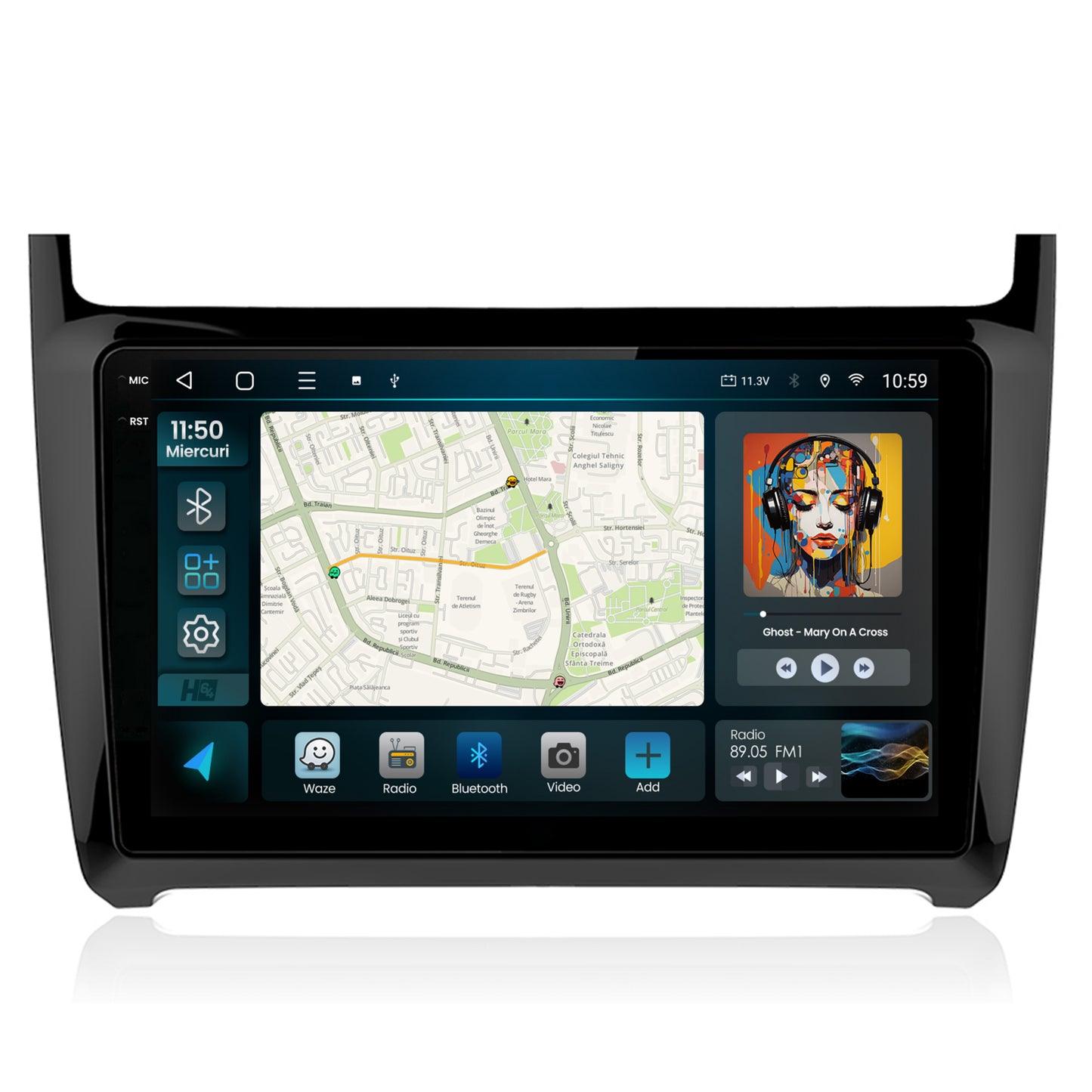 Navigatie 2K HUB64 Volkswagen Polo (2014+), 8GB RAM, Android, Octacore, Slot Sim 4G, DSP, GPS, Wi-FI, Carplay, Android Auto, USB, Bluetooth, Waze, Touchscreen, 9.5 Inch