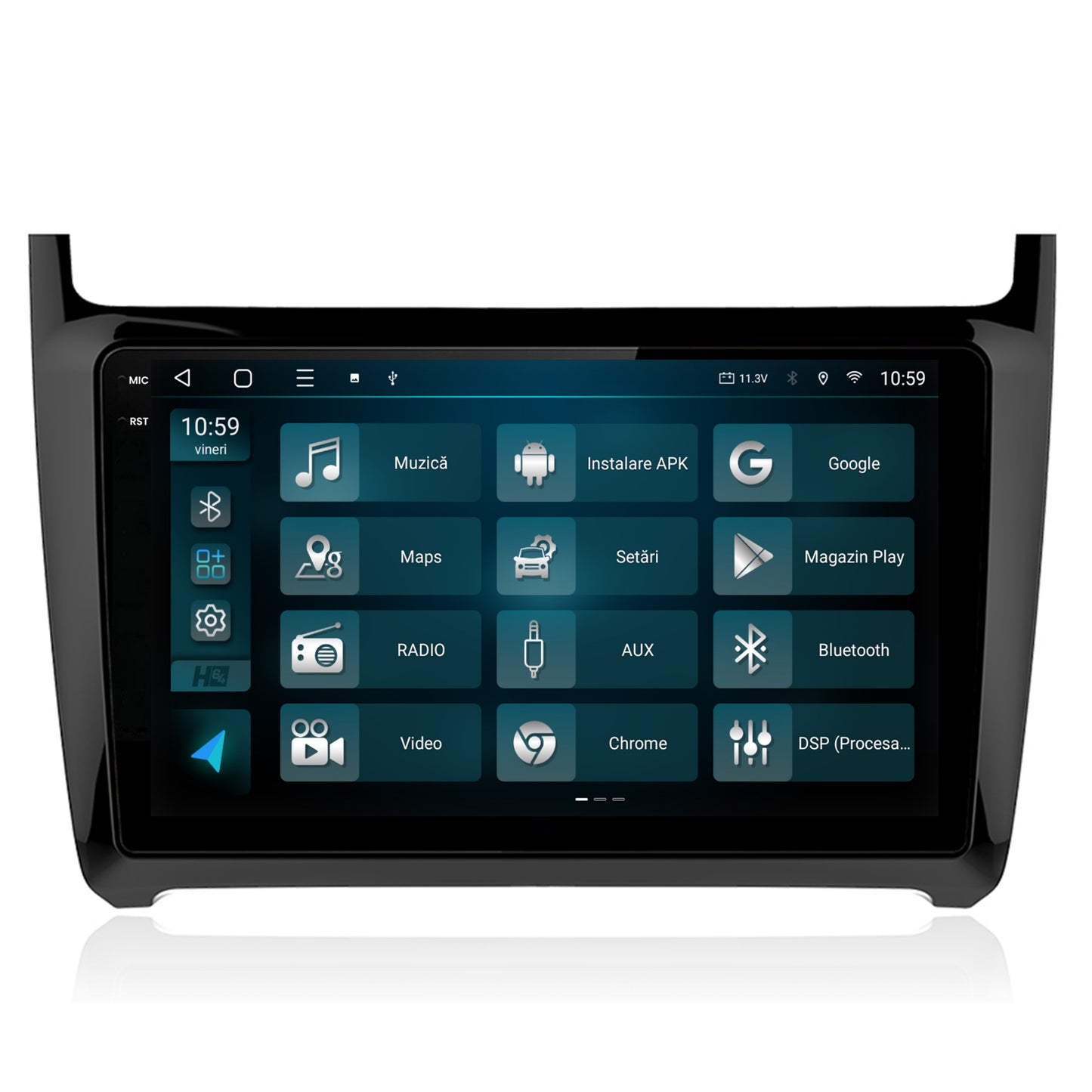 Navigatie 2K HUB64 Volkswagen Polo (2014+), 8GB RAM, Android, Octacore, Slot Sim 4G, DSP, GPS, Wi-FI, Carplay, Android Auto, USB, Bluetooth, Waze, Touchscreen, 9.5 Inch