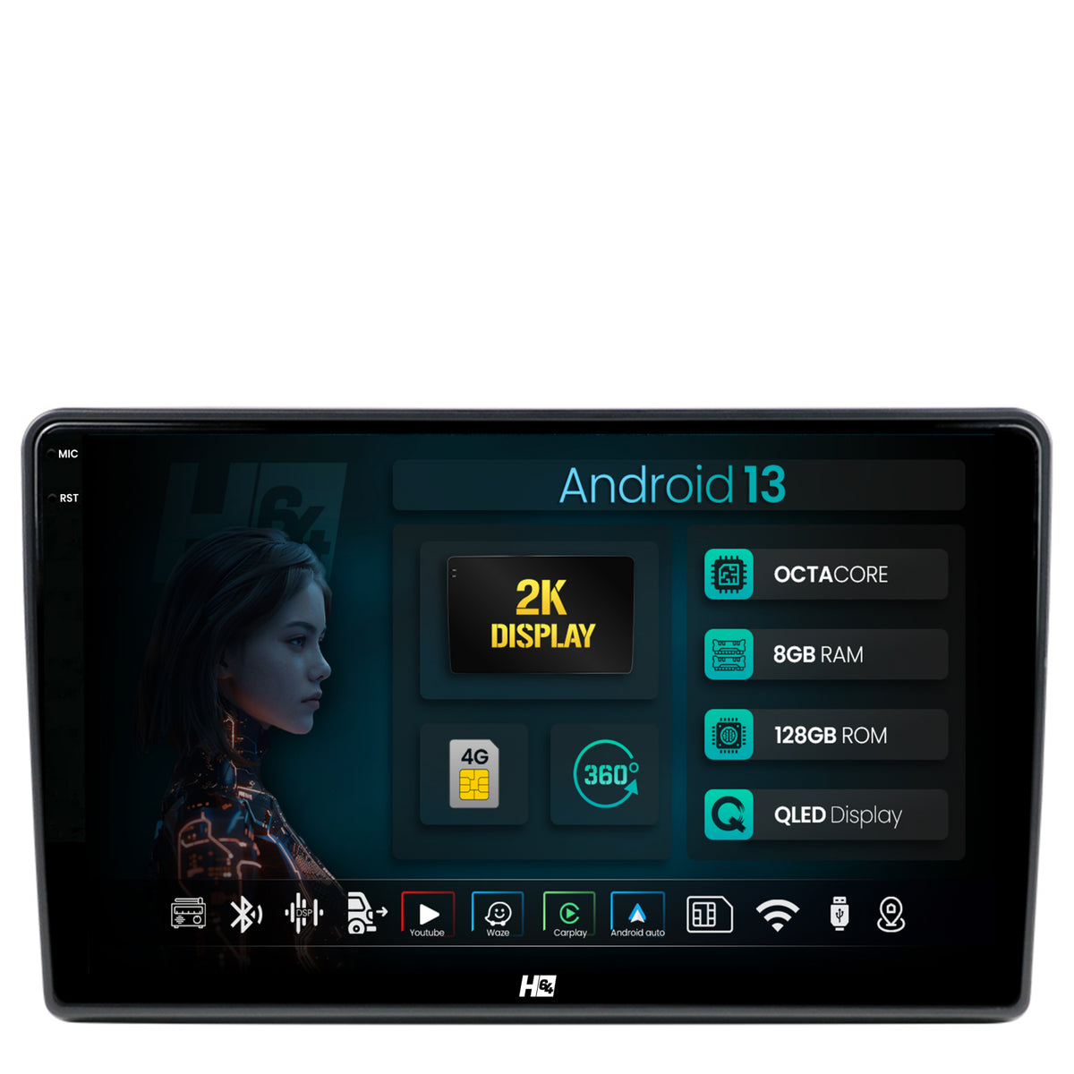Navigatie 2K HUB64 Volkswagen / Skoda / Seat, Passat B5 / Golf IV / Sharan / T4-T5 / Jetta / Polo, 8GB RAM, Android, GPS, Wi-FI, Carplay, Android Auto, USB, Bluetooth, Radio, Waze, Touchscreen, 10.