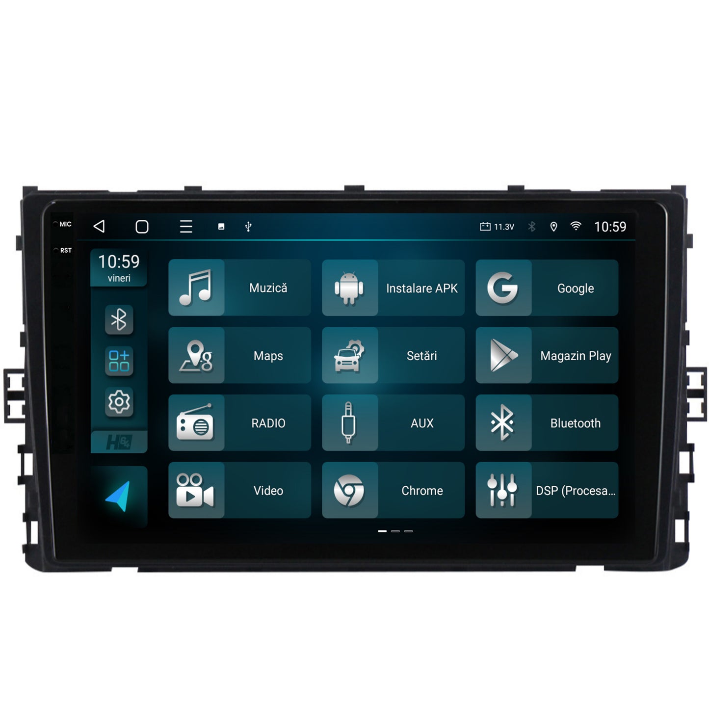 Navigatie 2K HUB64 Volkswagen T-Cross (2018+), 8GB RAM, Android, Octacore, Slot Sim 4G, DSP, GPS, Wi-FI, Carplay, Android Auto, USB, Bluetooth, Waze, Touchscreen, 9.5 Inch