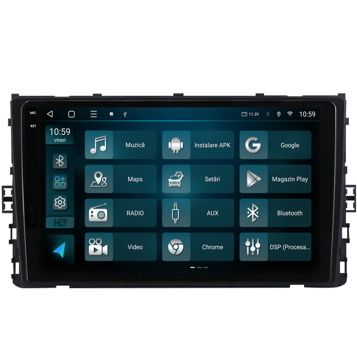 Navigatie 2K HUB64 Volkswagen T-Cross (2018+), 4GB RAM, Android, Octacore, Slot Sim 4G, DSP, GPS, Wi-FI, Carplay, Android Auto, USB, Bluetooth, Waze, Touchscreen, 9.5 Inch