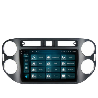 Navigatie 2K HUB64 Volkswagen Tiguan (2010-2016), 4GB RAM, Android, Octacore, Slot Sim 4G, DSP, GPS, Wi-FI, Carplay, Android Auto, USB, Bluetooth, Waze, Touchscreen, 9.5 Inch