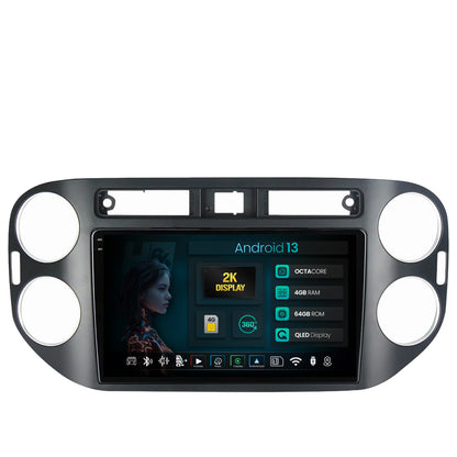 Navigatie 2K HUB64 Volkswagen Tiguan (2010-2016), 4GB RAM, Android, Octacore, Slot Sim 4G, DSP, GPS, Wi-FI, Carplay, Android Auto, USB, Bluetooth, Waze, Touchscreen, 9.5 Inch