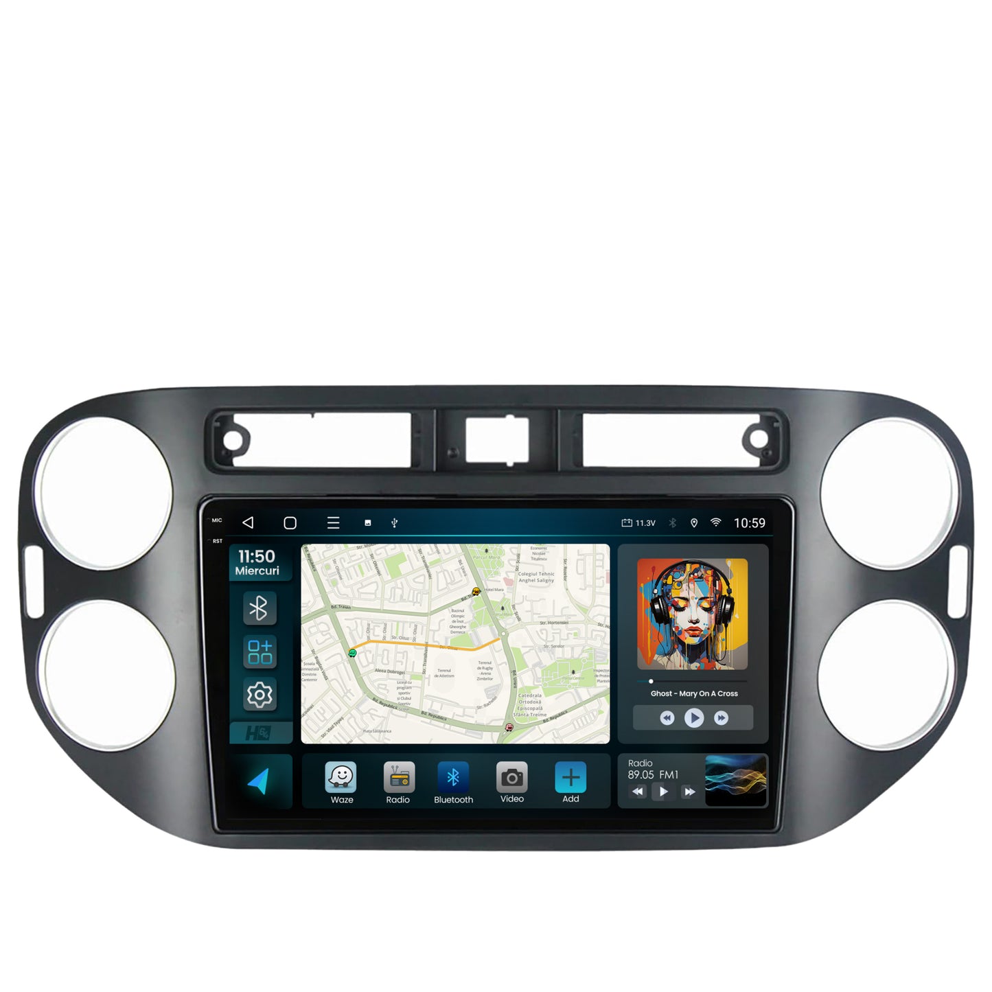 Navigatie 2K HUB64 Volkswagen Tiguan (2010-2016), 8GB RAM, Android, Octacore, Slot Sim 4G, DSP, GPS, Wi-FI, Carplay, Android Auto, USB, Bluetooth, Waze, Touchscreen, 9.5 Inch