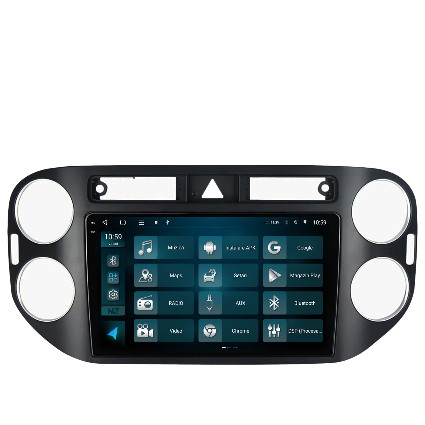 Navigatie 2K HUB64 Volkswagen Tiguan (2008-2010) / VW Golf 5 Plus (2004-2012), 4GB RAM, Android, Octacore, Slot Sim 4G, DSP, GPS, Wi-FI, Carplay, Android Auto, USB, Bluetooth, Waze, Touchscreen, 9.