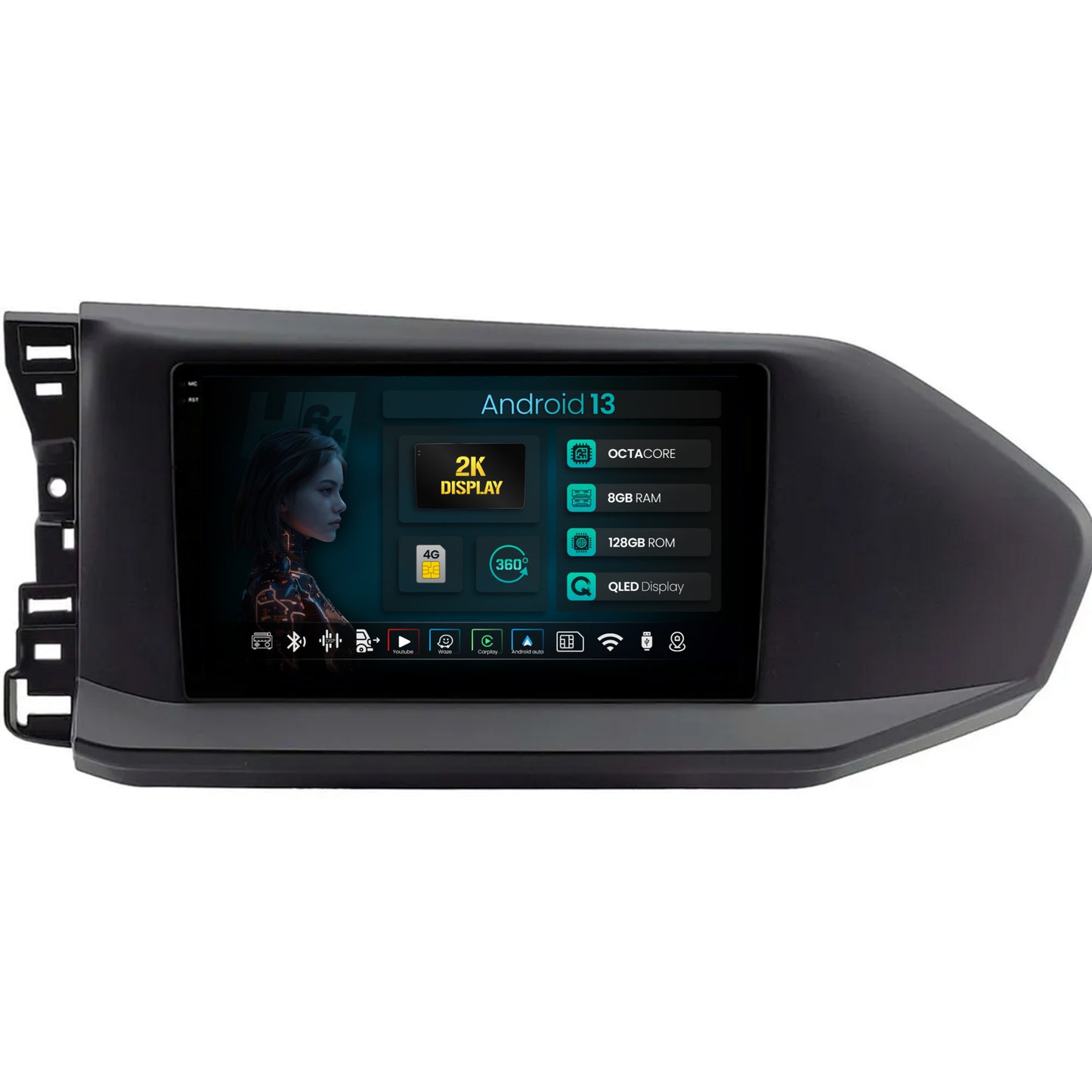 Navigatie 2K HUB64 Volkswagen Caddy (2023+), 8GB RAM, Android, Octacore, Slot Sim 4G, DSP, GPS, Wi-FI, Carplay, Android Auto, USB, Bluetooth, Waze, Touchscreen, 9 Inch