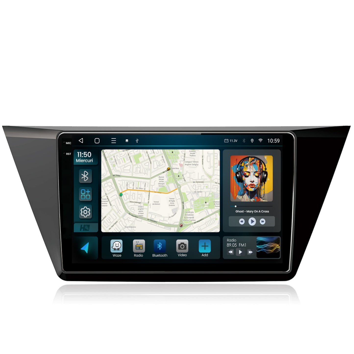 Navigatie 2K HUB64 Volkswagen Touran (2016+), 4GB RAM, Android, Octacore, Slot Sim 4G, DSP, GPS, Wi-FI, Carplay, Android Auto, USB, Bluetooth, Waze, Touchscreen, 10.36 Inch