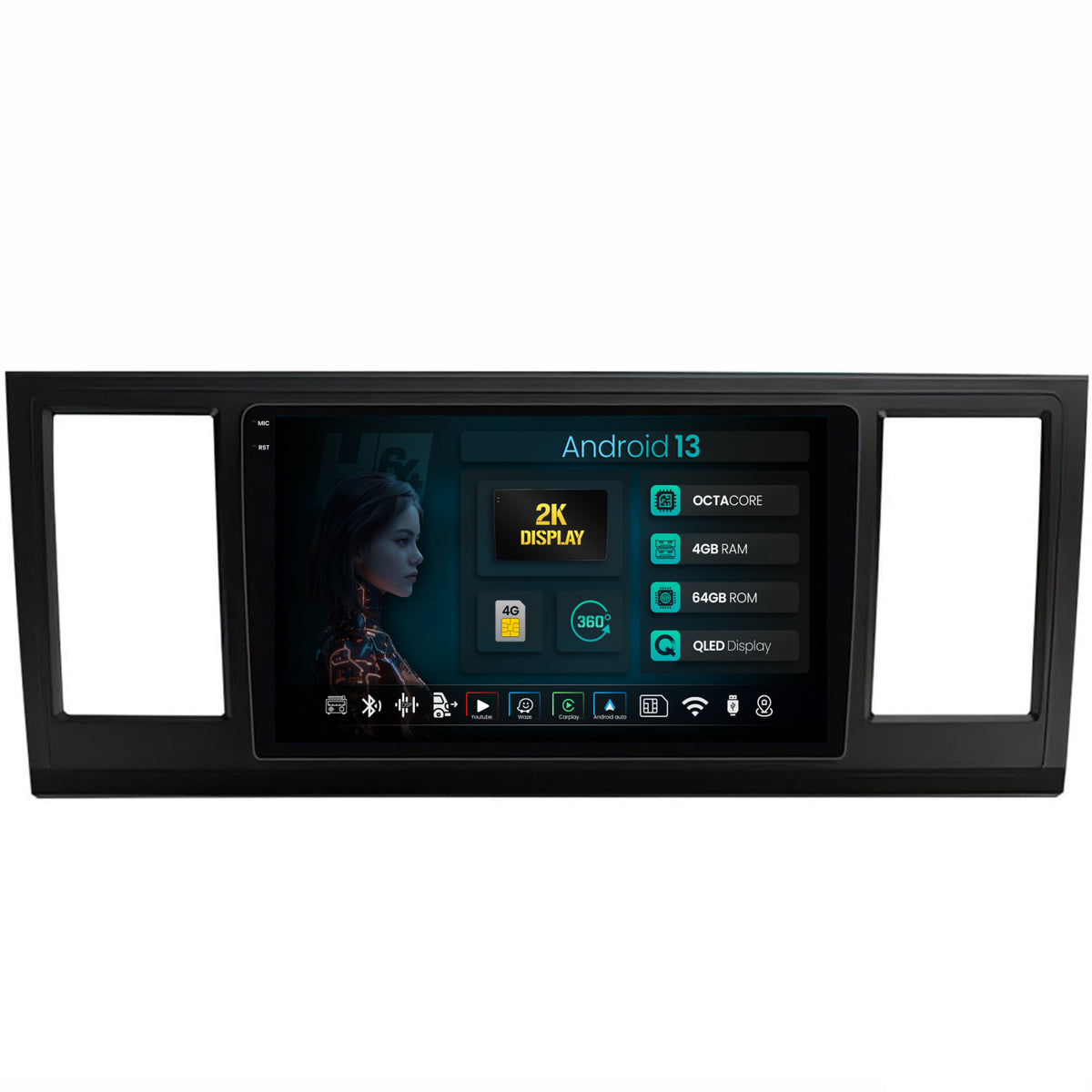 Navigatie 2K HUB64 Volkswagen Transporter / Caravelle / Multivan T6 (2015+), 4GB RAM, Android, Octacore, Slot Sim 4G, DSP, GPS, Wi-FI, Carplay, Android Auto, USB, Bluetooth, Waze, Touchscreen, 9.5