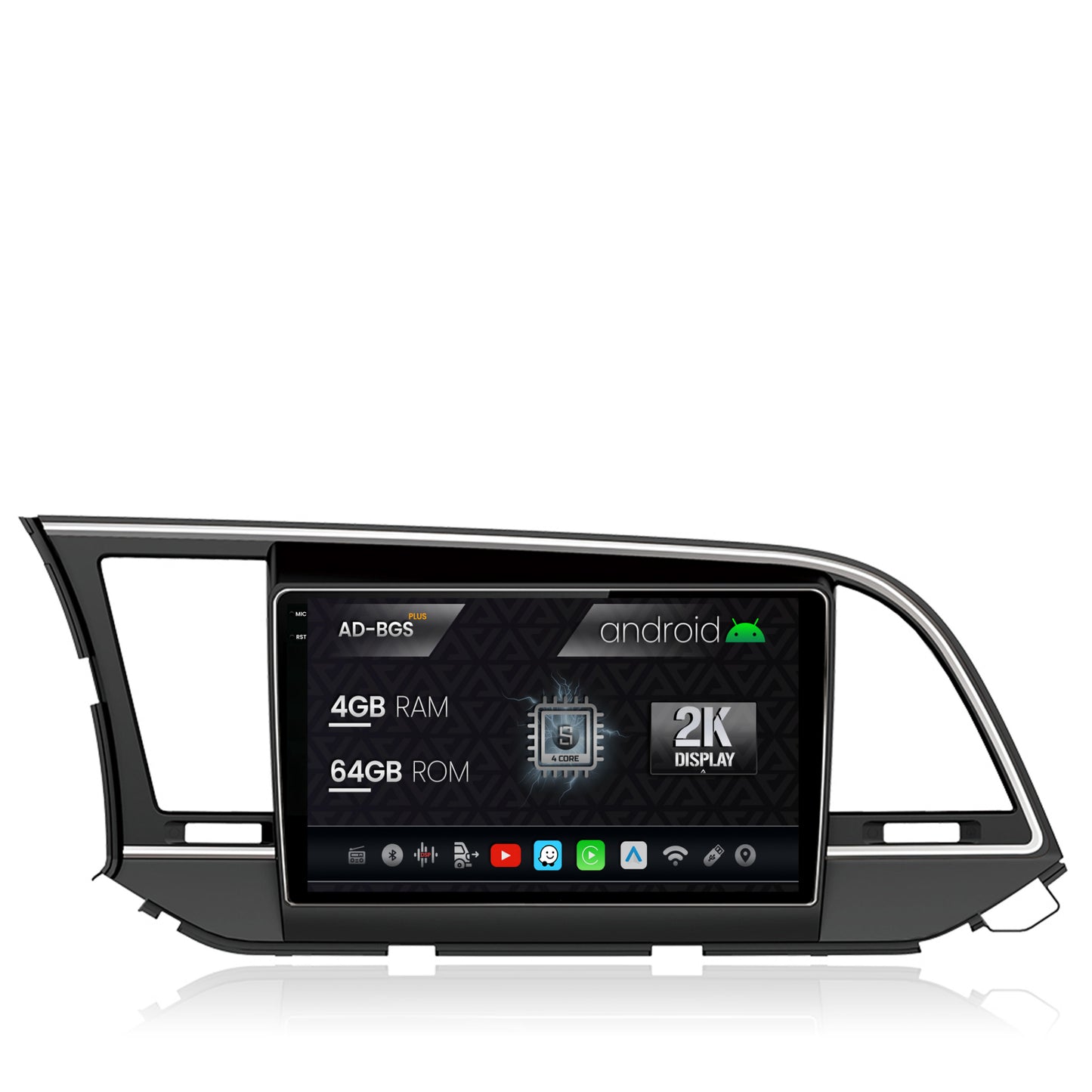 Navigatie 2K Hyundai Elantra (2015-2018), Android, S-Quadcore / 4GB RAM + 64GB ROM, 9.5 Inch - AD-BGS90042K+AD-BGRKIT180