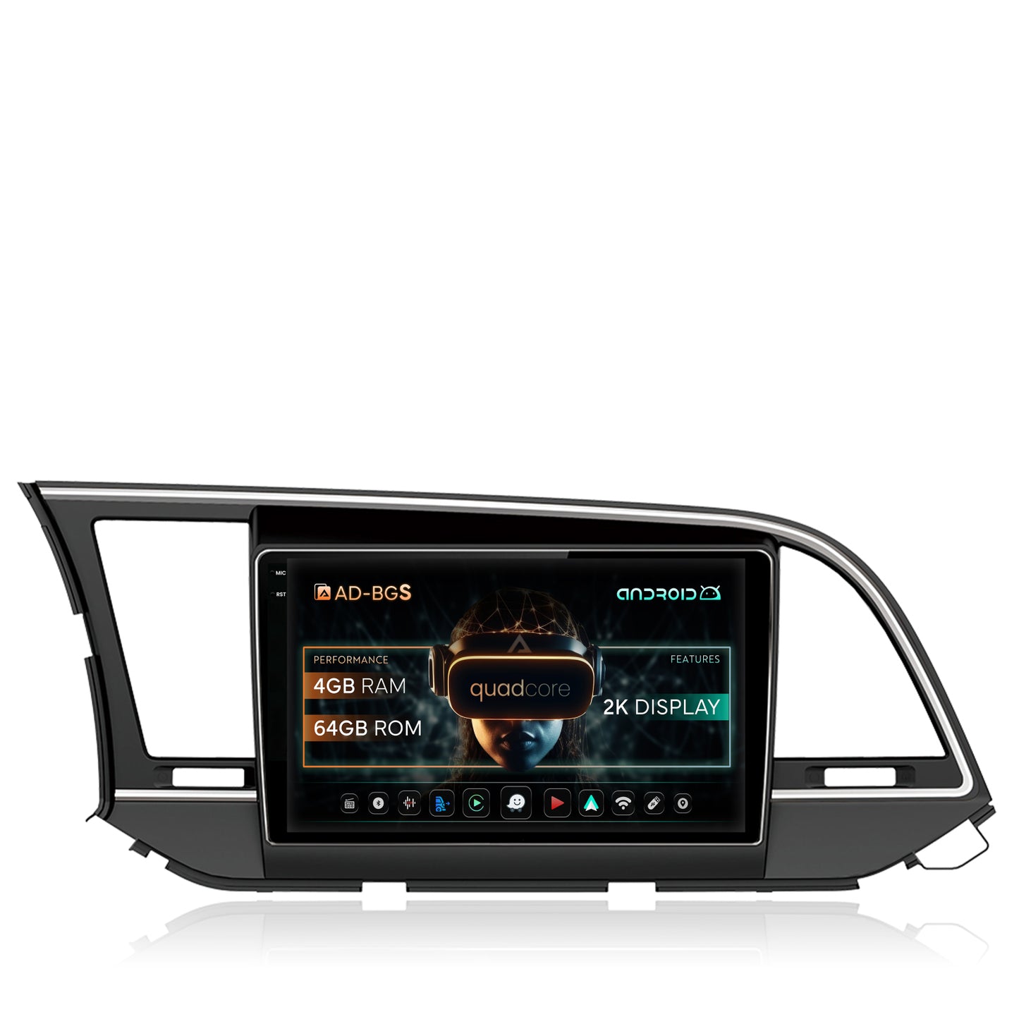 Navigatie 2K Hyundai Elantra (2015-2018), Android, S-Quadcore / 4GB RAM + 64GB ROM, 9.5 Inch - AD-BGS90042K+AD-BGRKIT180