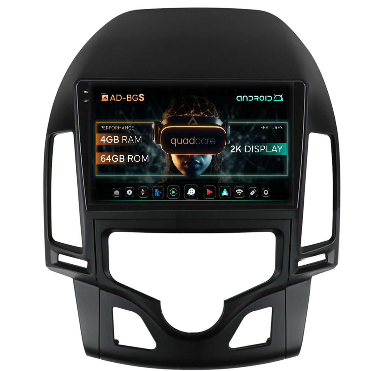 Navigatie 2K Hyundai I30 (2007-2012), Clima Automata, Android, S-Quadcore / 4GB RAM + 64GB ROM, 9.5 Inch - AD-BGS90042K+AD-BGRKIT216