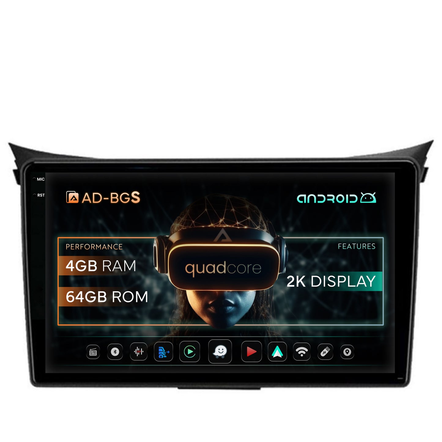Navigatie 2K Hyundai I30 (2012-2016), Android, S-Quadcore / 4GB RAM + 64GB ROM, 9.5 Inch - AD-BGS90042K+AD-BGRKIT216V2