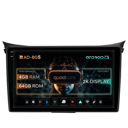 Navigatie 2K Hyundai I30 (2012-2016), Android, S-Quadcore / 4GB RAM + 64GB ROM, 9.5 Inch - AD-BGS90042K+AD-BGRKIT216V2