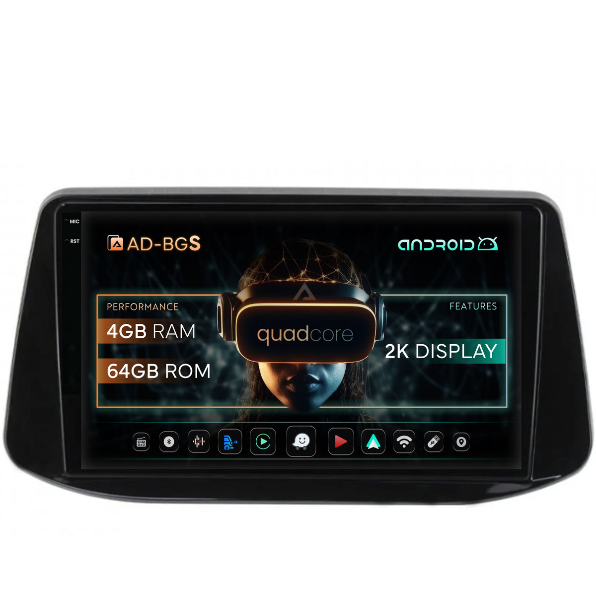 Navigatie 2K Hyundai I30 (2017-Prezent), Android, S-Quadcore / 4GB RAM + 64GB ROM, 9.5 Inch - AD-BGS90042K+AD-BGRKIT225