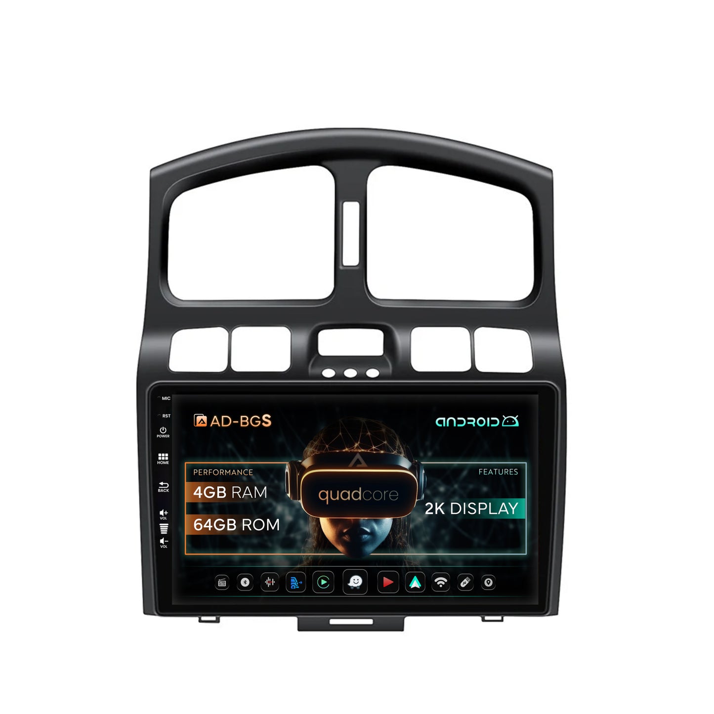 Navigatie 2K Hyundai Santa Fe (2001-2005), Android, S-Quadcore / 4GB RAM + 64GB ROM, 9.5 Inch - AD-BGS90042K+AD-BGRKIT210V2