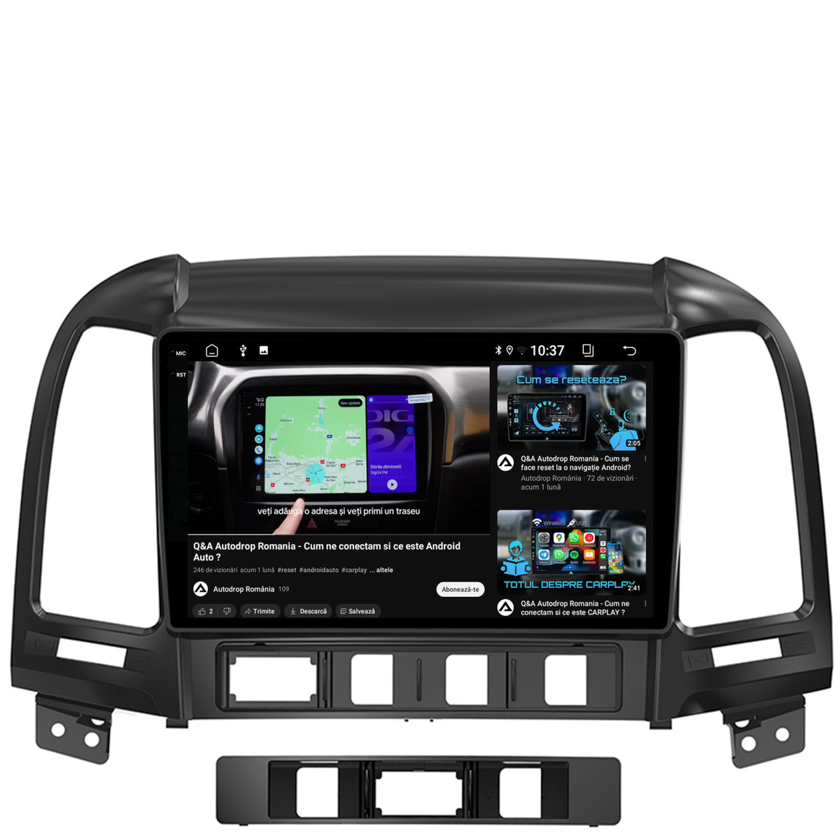 Navigatie 2K Hyundai Santa Fe (2006-2012), Android, S-Quadcore / 4GB RAM + 64GB ROM, 9.5 Inch - AD-BGS90042K+AD-BGRKIT210