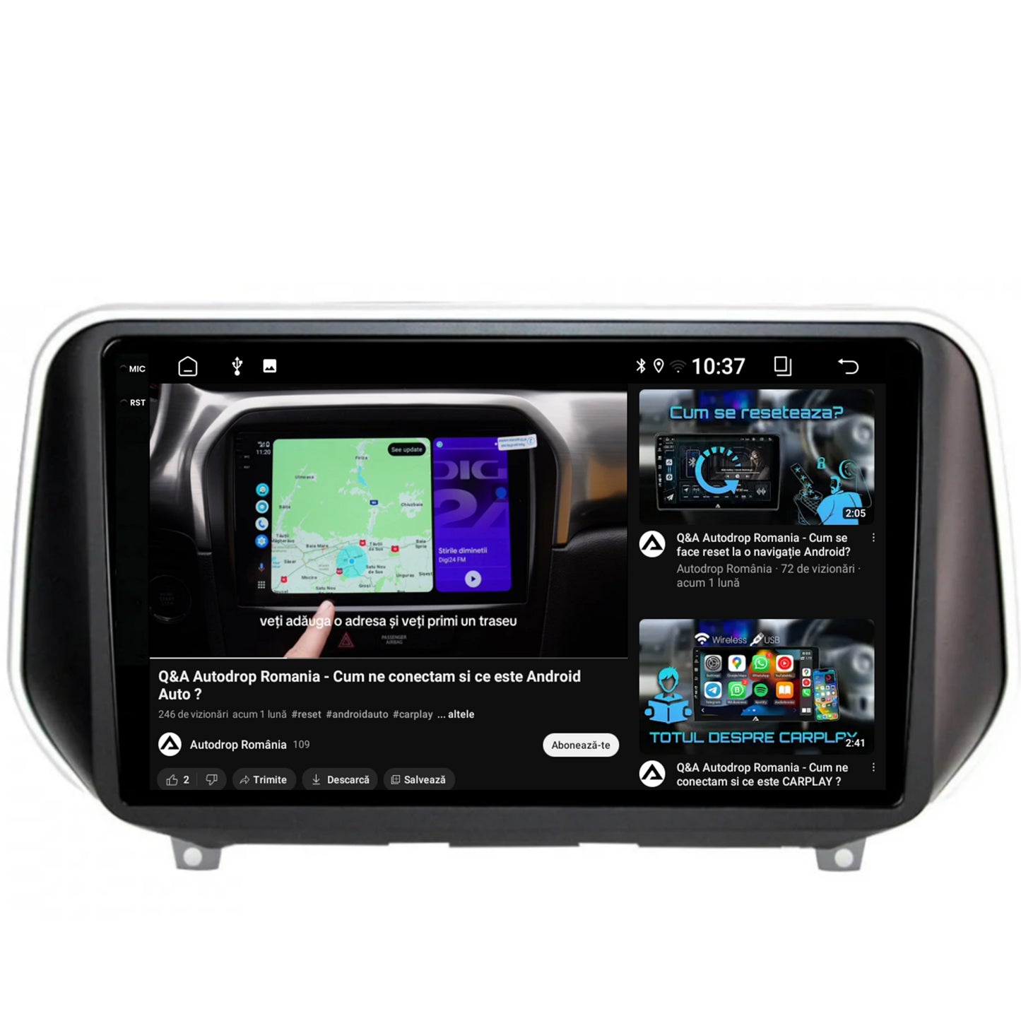 Navigatie 2K Hyundai Santa Fe (2018+), Android, S-Quadcore / 4GB RAM + 64GB ROM, 9.5 Inch - AD-BGS90042K+AD-BGRKIT223