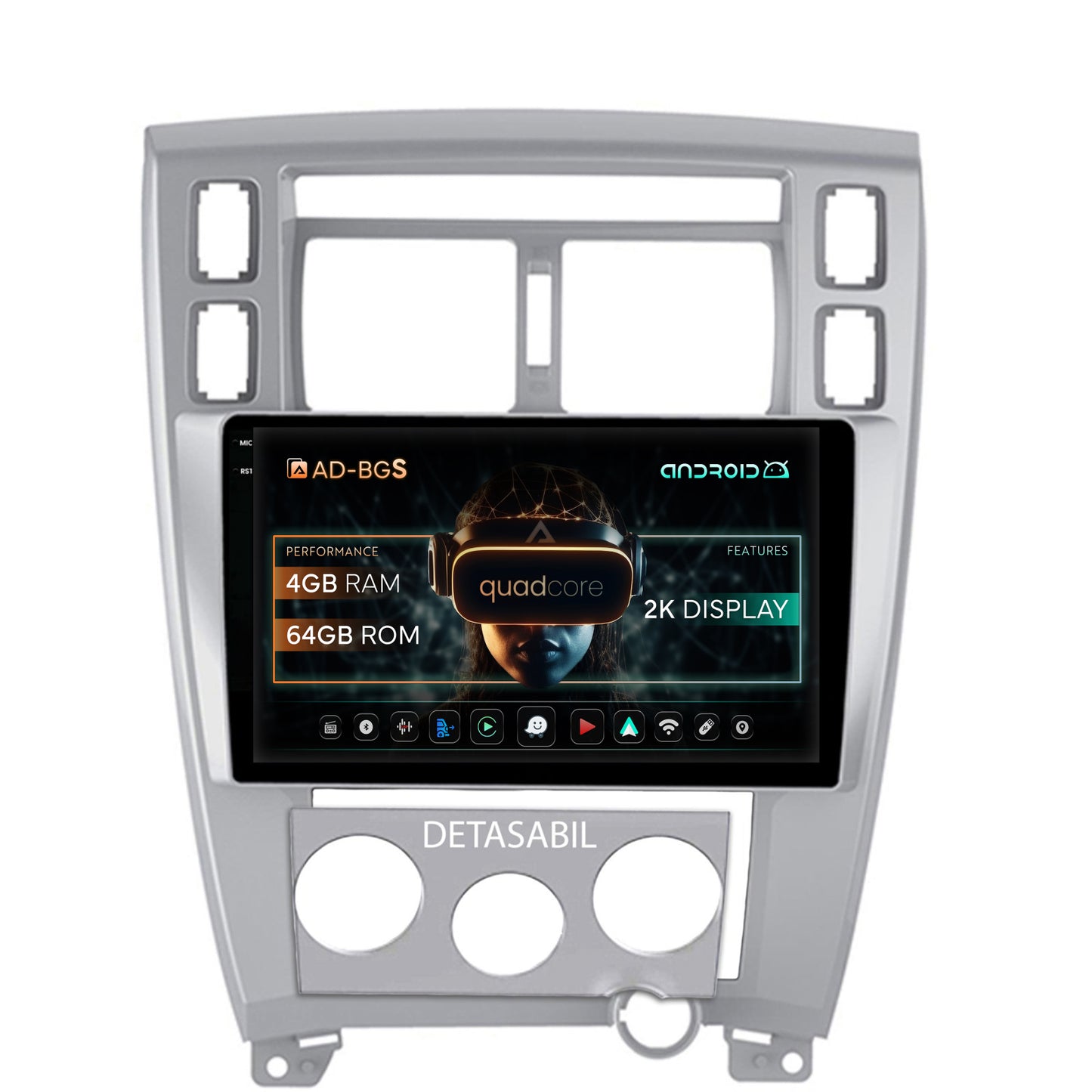 Navigatie 2K Hyundai Tucson (2004-2009), Android, S-Quadcore / 4GB RAM + 64GB ROM, 10.36 Inch - AD-BGS100042K+AD-BGRKIT200
