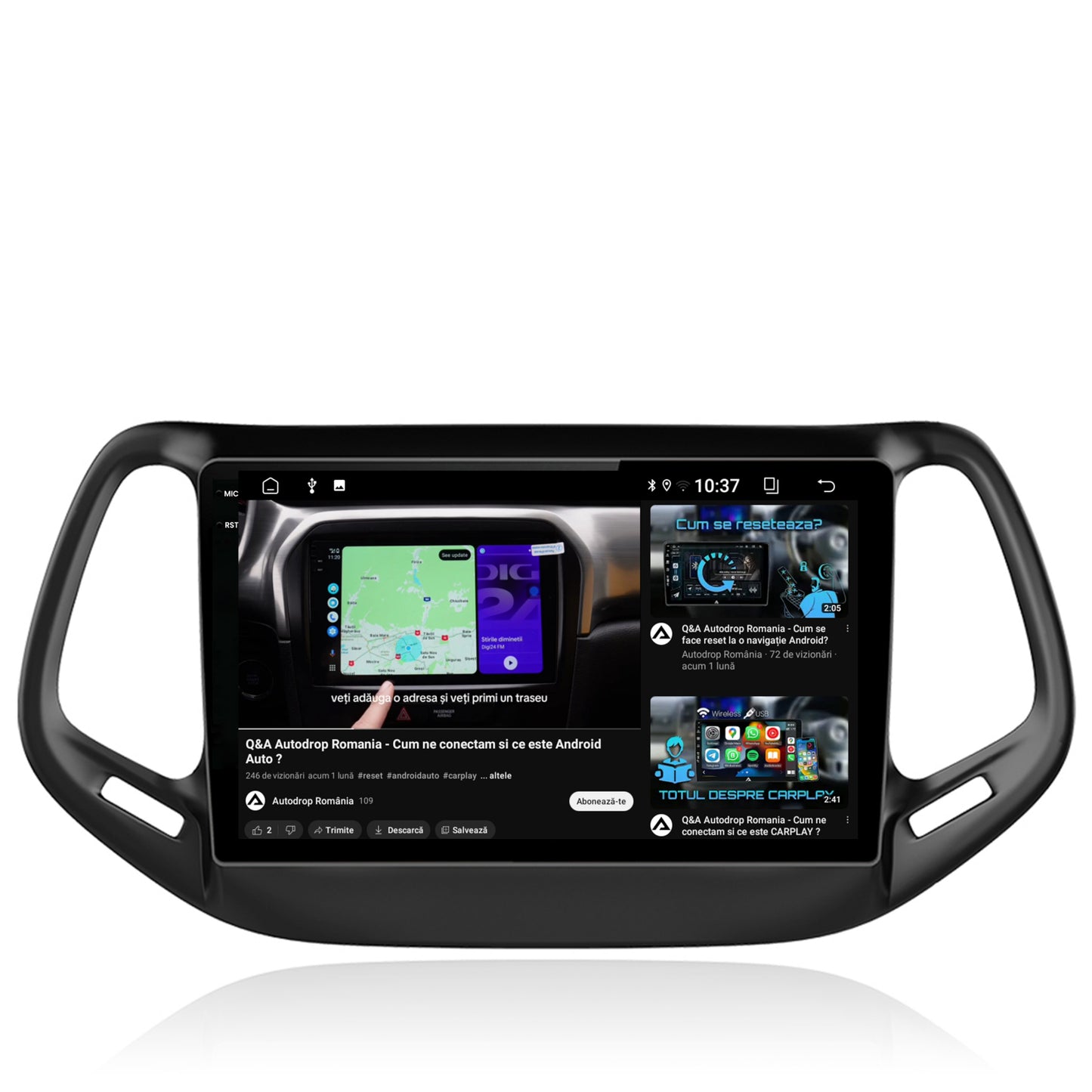 Navigatie 2K Jeep Compass (2016+), Android, S-Quadcore / 4GB RAM + 64GB ROM, 10.36 Inch - AD-BGS100042K+AD-BGRKIT287