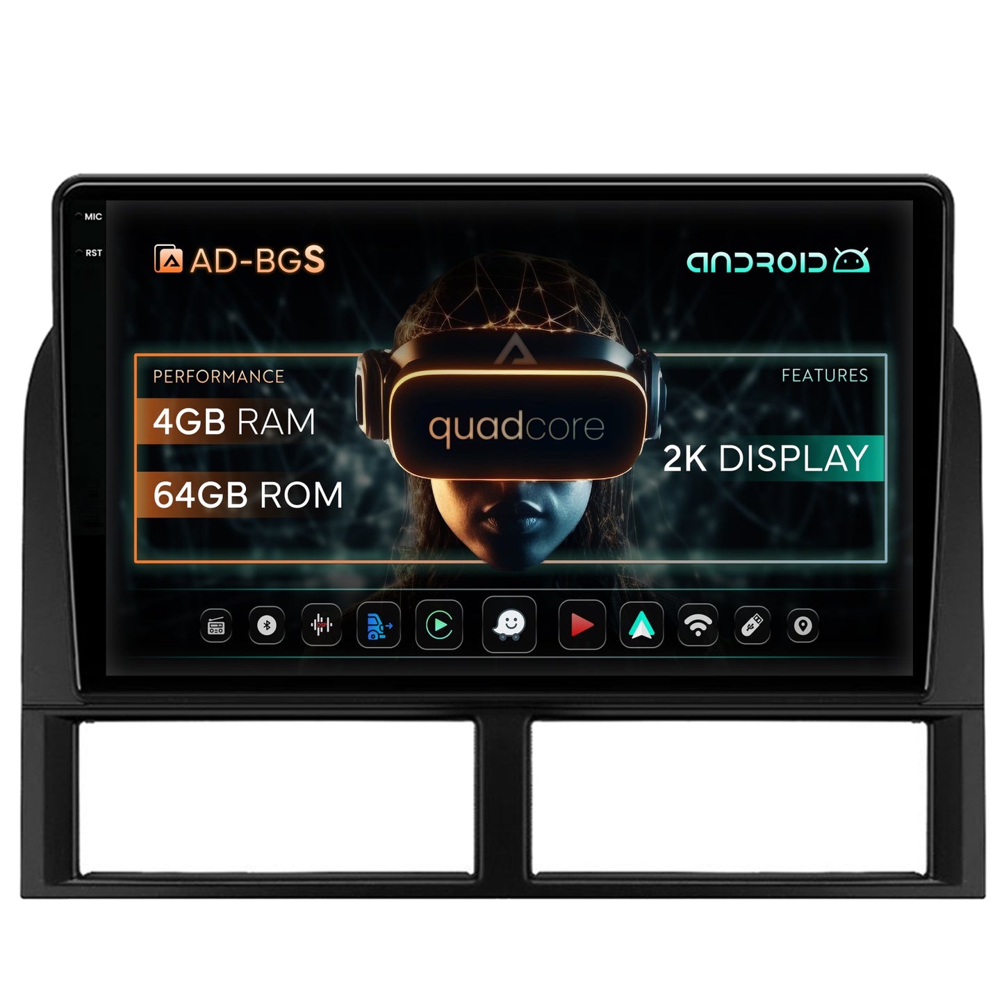 Navigatie 2K Jeep Grand Cherokee(1998-2004), Android, S-Quadcore / 4GB RAM + 64GB ROM, 9.5 Inch - AD-BGS90042K+AD-BGRKIT296