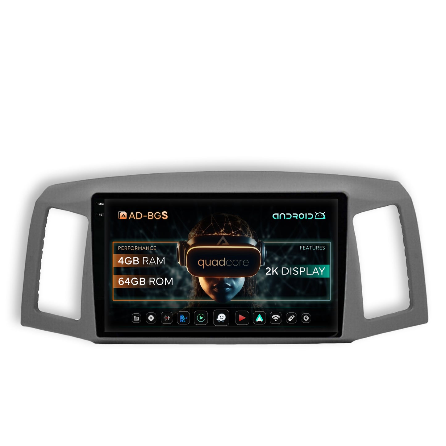 Navigatie 2K Jeep Grand Cherokee (2004-2007), Android, S-Quadcore / 4GB RAM + 64GB ROM, 10.36 Inch - AD-BGS100042K+AD-BGRKIT297v2