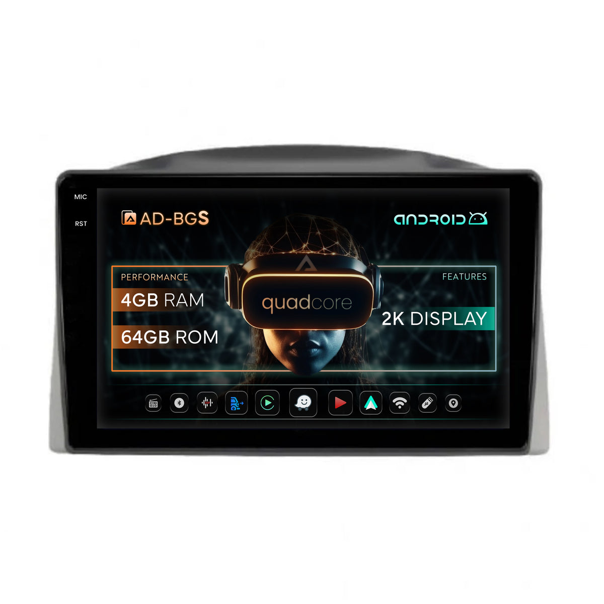 Navigatie 2K Jeep Grand Cherokee (2005-2007), Android, S-Quadcore / 4GB RAM + 64GB ROM, 10.36 Inch - AD-BGS100042K+AD-BGRKIT283