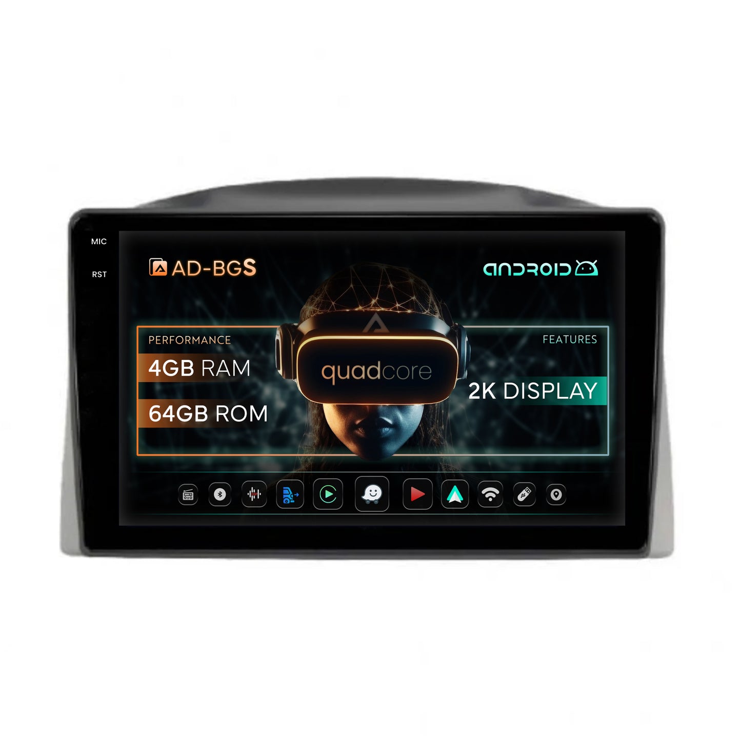 Navigatie 2K Jeep Grand Cherokee (2005-2007), Android, S-Quadcore / 4GB RAM + 64GB ROM, 10.36 Inch - AD-BGS100042K+AD-BGRKIT283