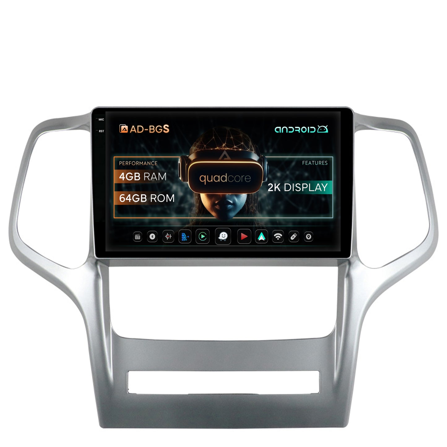 Navigatie 2K Jeep Grand Cherokee (2010-2013), Android, S-Quadcore / 4GB RAM + 64GB ROM, 9.5 Inch - AD-BGS90042K+AD-BGRKIT297