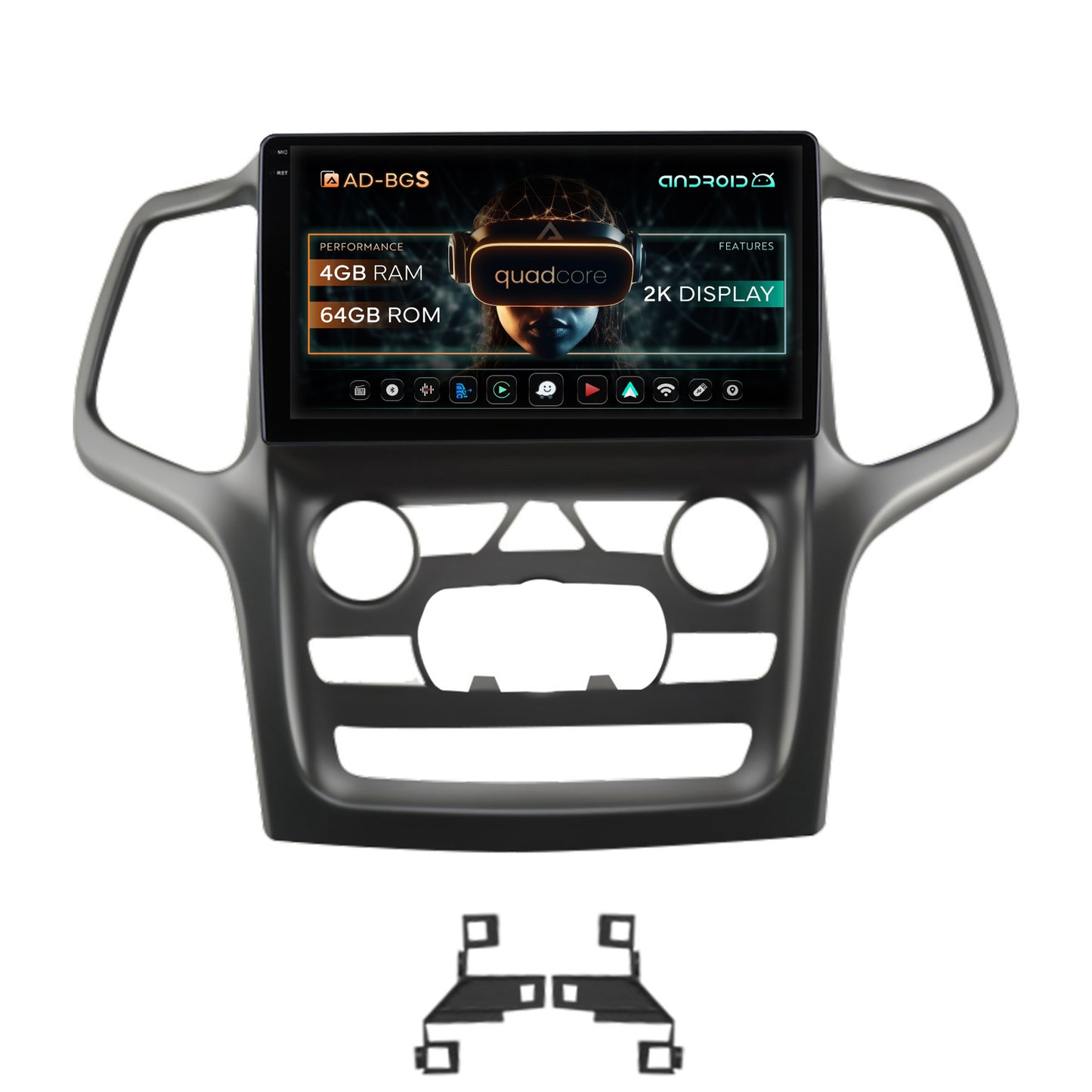Navigatie 2K Jeep Grand Cherokee (2014-2022), Android, S-Quadcore / 4GB RAM + 64GB ROM, 9.5 Inch - AD-BGS90042K+AD-BGRKIT272