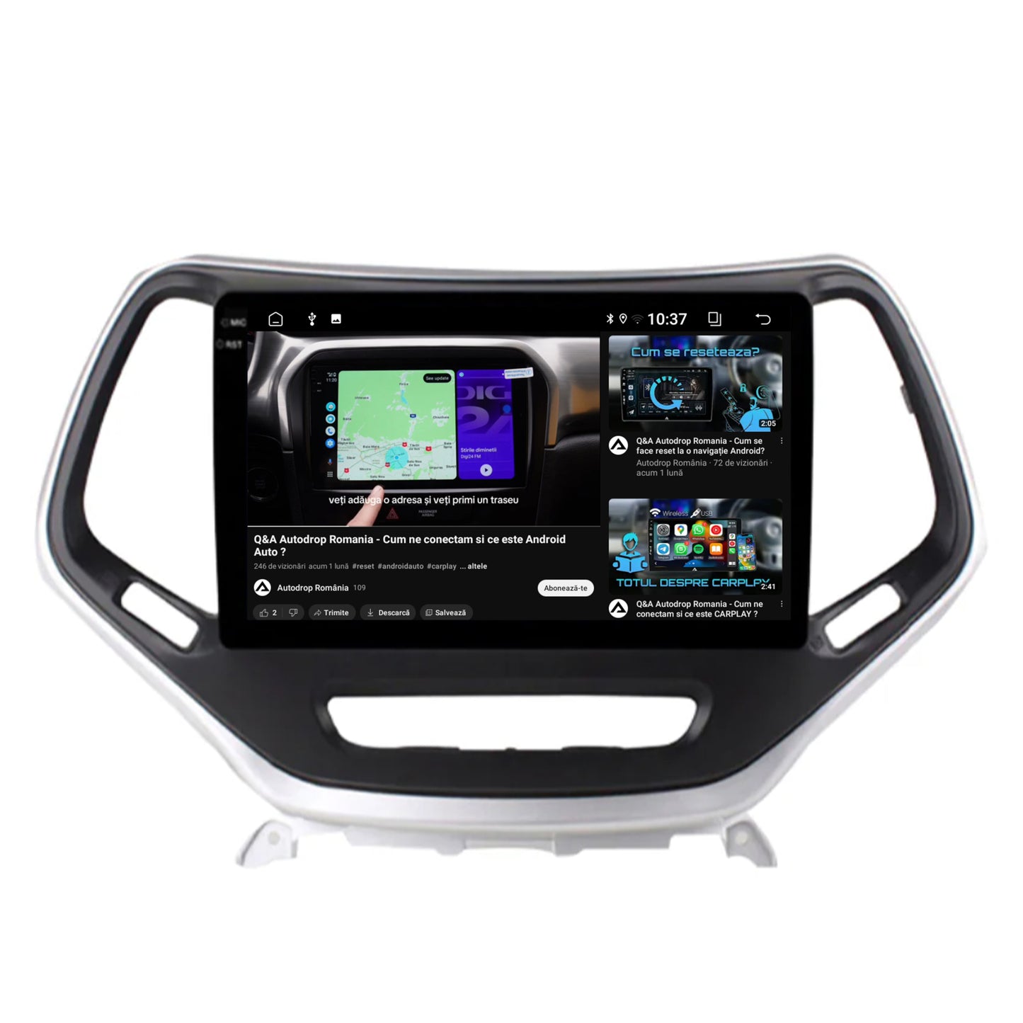 Navigatie 2K Jeep Grand Cherokee (2015+), Android OS, S-Quadcore / 4GB RAM + 64GB ROM, 10.36 Inch - AD-BGS100042K+AD-BGRKIT285