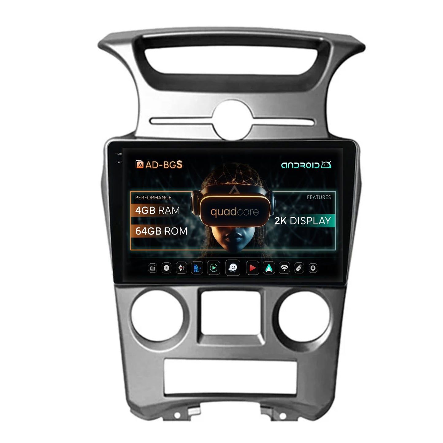 Navigatie 2K Kia Carens (2007-2011), Android, S-Quadcore / 4GB RAM + 64GB ROM, 9.5 Inch - AD-BGS90042K+AD-BGRKIT209V2