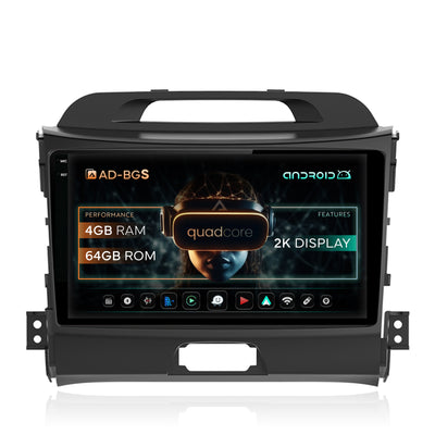 Navigatie 2K Kia Sportage (2010-2016), Android, S-Quadcore / 4GB RAM + 64GB ROM, 9.5 Inch - AD-BGS90042K+AD-BGRKIT146