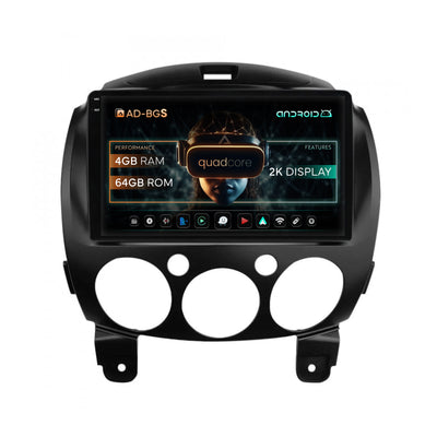 Navigatie 2K Mazda 2 (2007-2014), Android, S-Quadcore / 4GB RAM + 64GB ROM, 9.5 Inch - AD-BGS90042K+AD-BGRKIT325