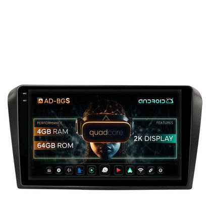 Navigatie 2K Mazda 3 (2003-2009), Android, S-Quadcore / 4GB RAM + 64GB ROM, 9.5 Inch - AD-BGS90042K+AD-BGRKIT322