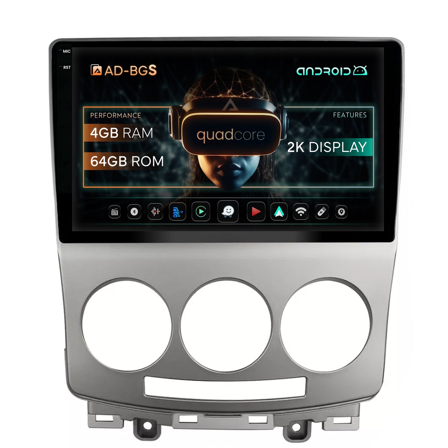 Navigatie 2K Mazda 5 (2005-2010), Android, S-Quadcore / 4GB RAM + 64GB ROM, 9.5 Inch - AD-BGS90042K+AD-BGRKIT324
