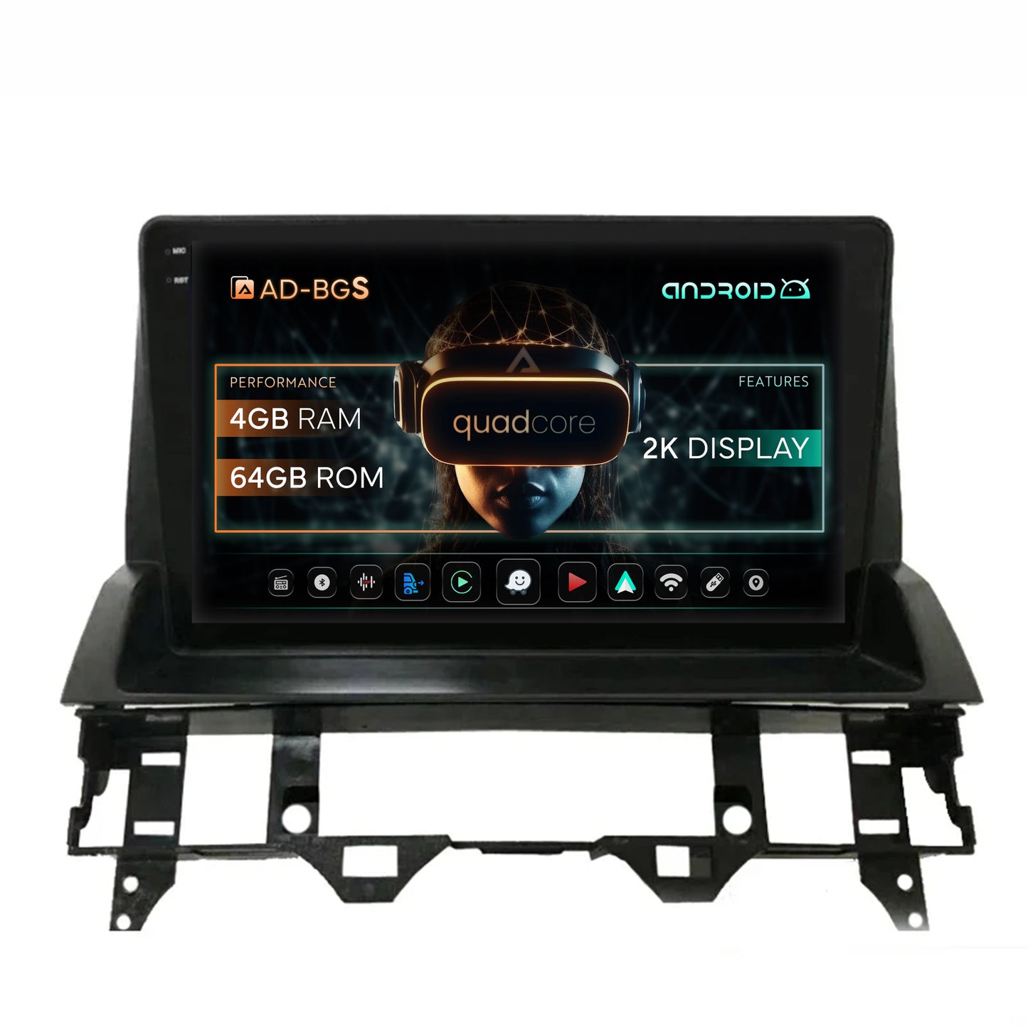 Navigatie 2K Mazda 6 (2002-2008), Android, S-Quadcore / 4GB RAM + 64GB ROM, 10.36 Inch - AD-BGS100042K+AD-BGRKIT321V2