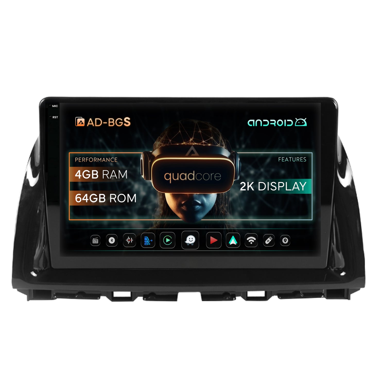 Navigatie 2K Mazda CX-5 (2012-2015), Android, S-Quadcore / 4GB RAM + 64GB ROM, 10.36 Inch - AD-BGS100042K+AD-BGRKIT319