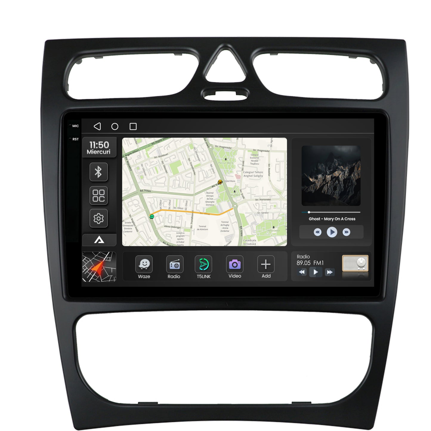 Navigatie 2K Mercedes Benz C-Class W203 (2000-2005), Android, S-Quadcore / 4GB RAM + 64GB ROM, 9.5 Inch - AD-BGS90042K+AD-BGRKIT416