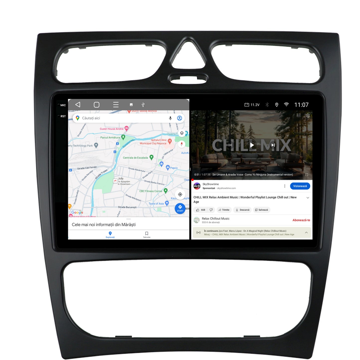 Navigatie 2K Mercedes Benz C-Class W203 (2000-2005), Android, S-Quadcore / 4GB RAM + 64GB ROM, 9.5 Inch - AD-BGS90042K+AD-BGRKIT416