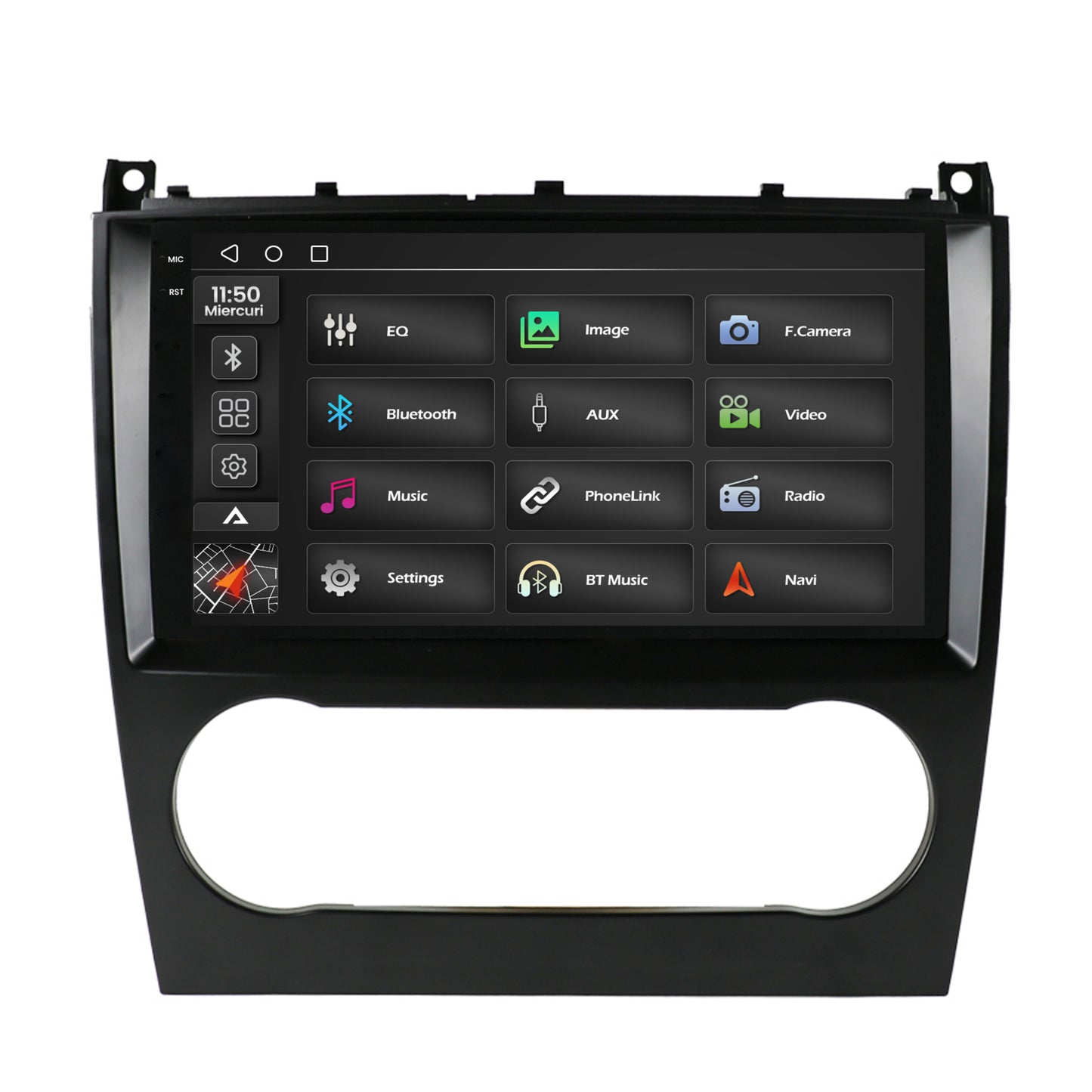 Navigatie 2K Mercedes Benz C-CLASS W203 (2004-2011), Android, S-Quadcore / 4GB RAM + 64GB ROM, 9.5 Inch - AD-BGS90042K+AD-BGRKIT414
