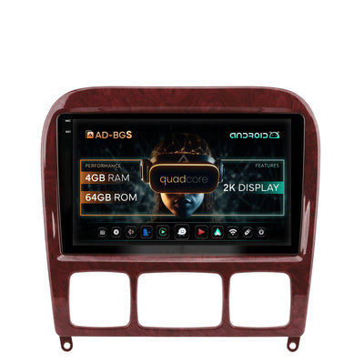 Navigatie 2K Mercedes Benz S-Class (1998-2005), Android, S-Quadcore / 4GB RAM + 64GB ROM, 9.5 Inch - AD-BGS90042K+AD-BGRKIT408