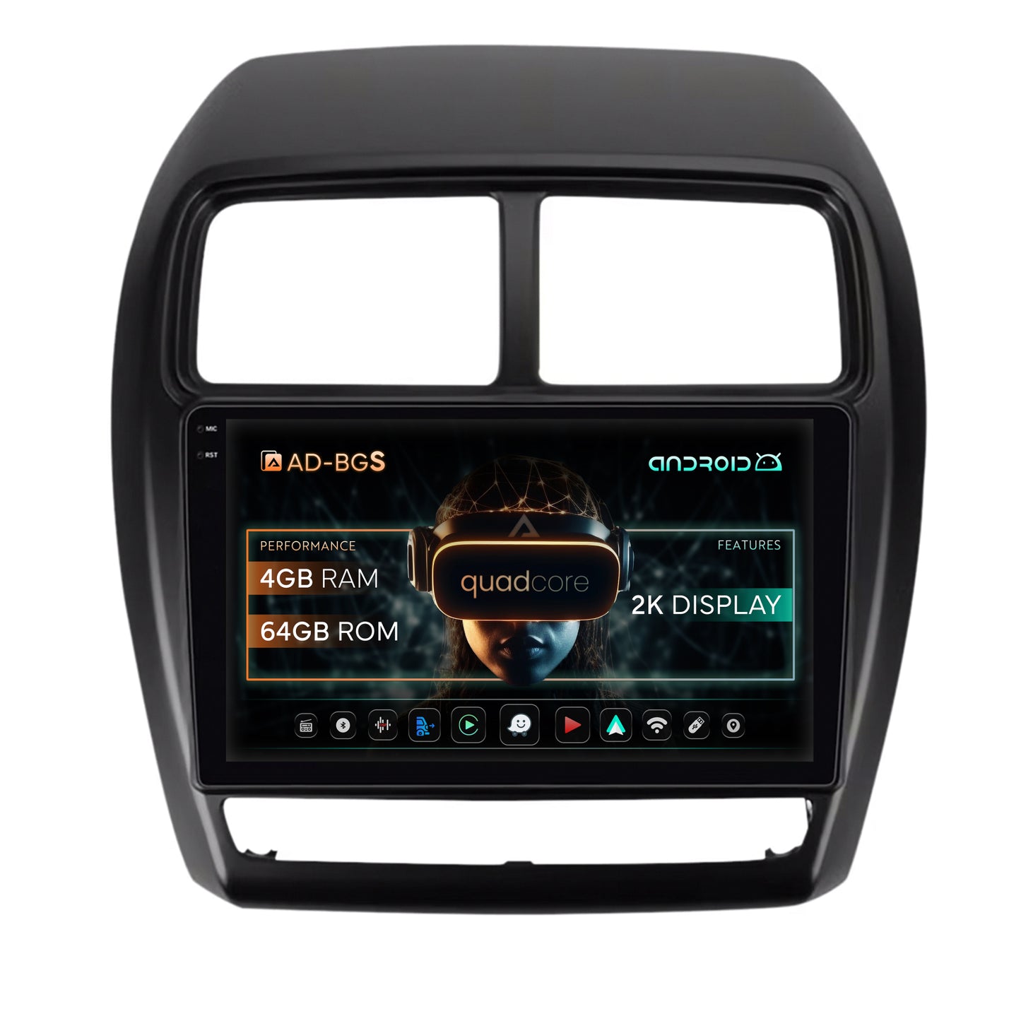 Navigatie 2K Mitsubishi ASX (2016-2019), Android, S-Quadcore / 4GB RAM + 64GB ROM, 9.5 Inch - AD-BGS90042K+AD-BGRKIT267V2